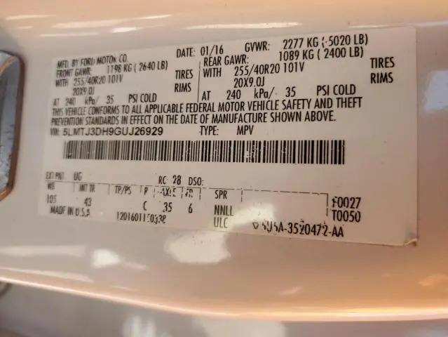 2016 LINCOLN MKC RESERVE  