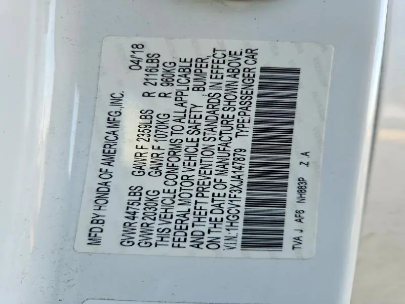 2018 HONDA ACCORD SPORT  