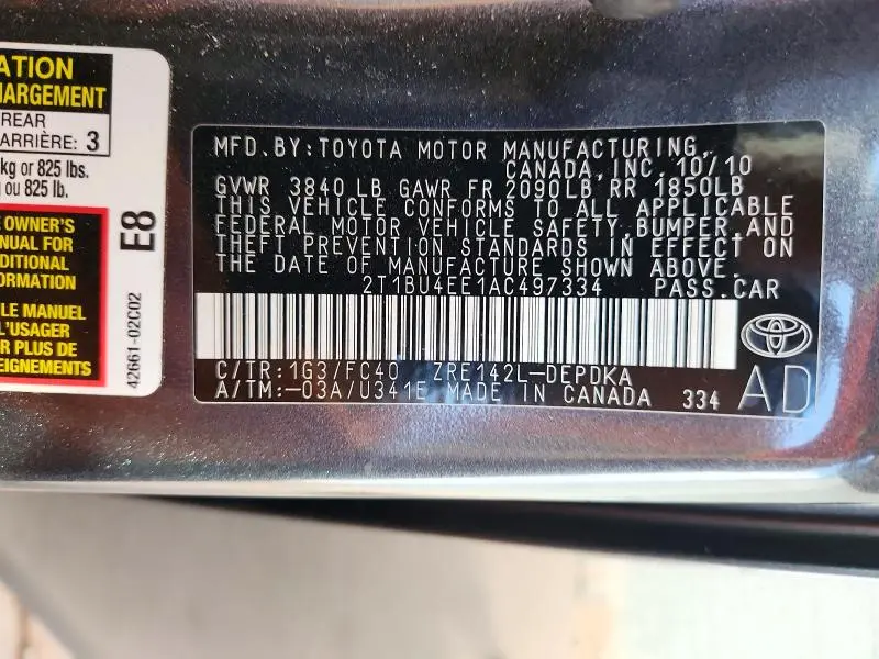 2010 TOYOTA COROLLA LE  