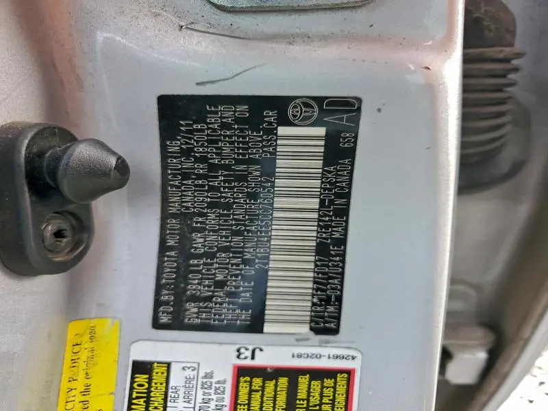 2012 TOYOTA COROLLA S  