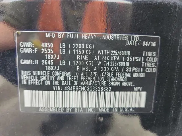 2016 SUBARU OUTBACK 3.6R LIMITED  