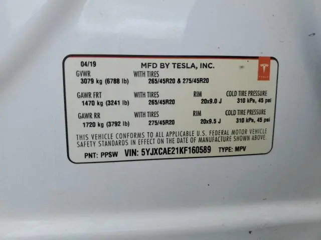 2019 TESLA MODEL X 