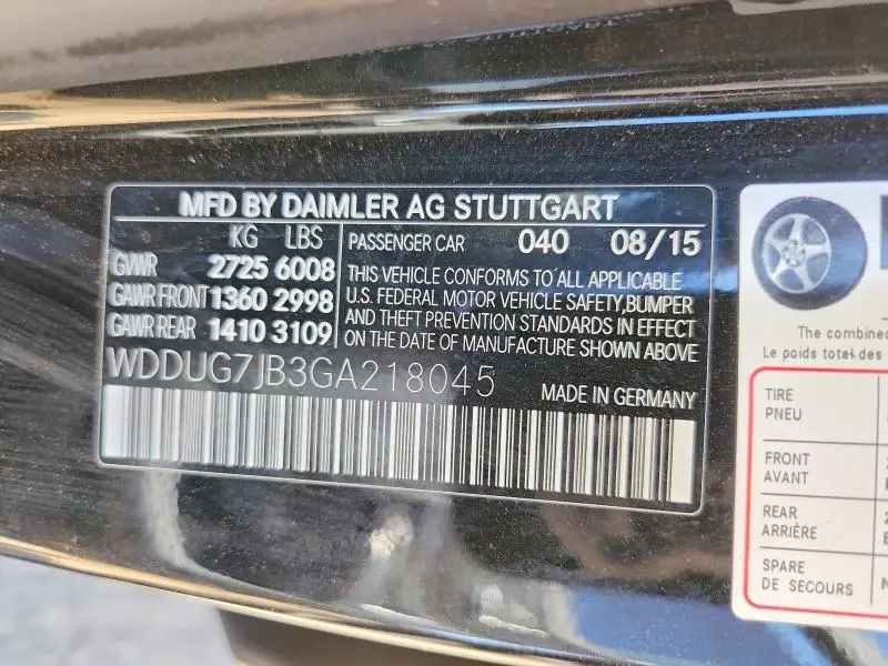 2016 MERCEDES-BENZ S 63 AMG  