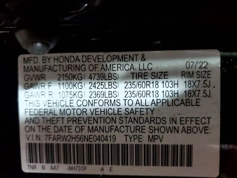 2022 HONDA CR-V EX  