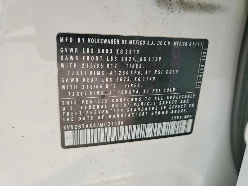 2018 VOLKSWAGEN TIGUAN SE  