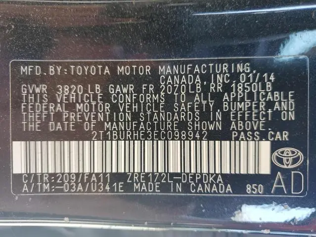 2014 TOYOTA COROLLA L  