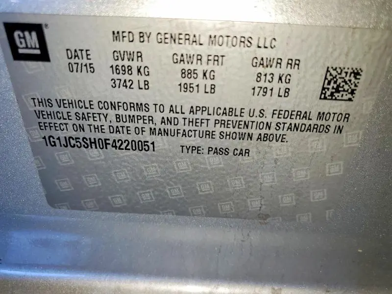 2015 CHEVROLET SONIC LT  