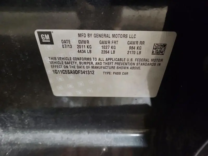 2013 CHEVROLET MALIBU 1LT  