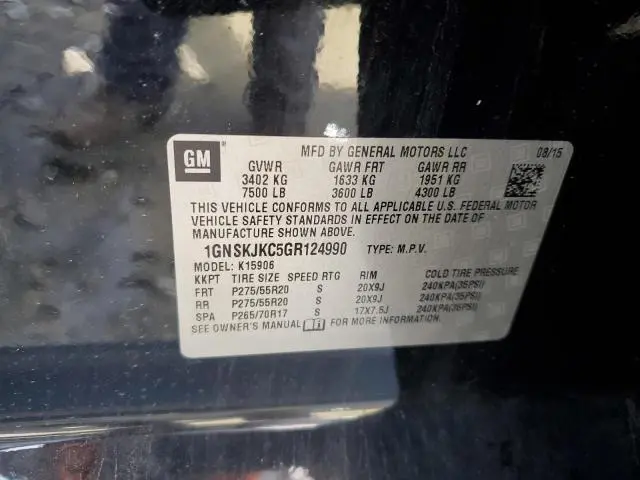 2016 CHEVROLET SUBURBAN K1500 LTZ  