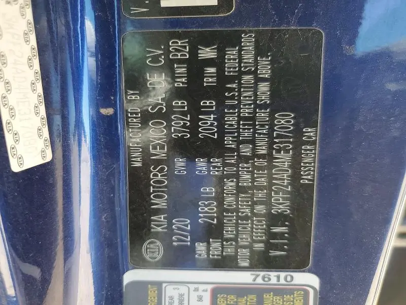 2021 KIA FORTE LXS  