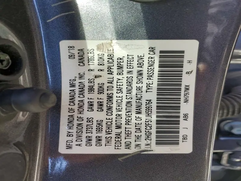2018 HONDA CIVIC LX  