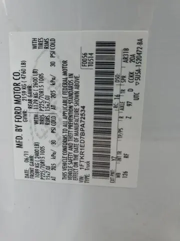 2011 FORD RANGER SUPER CAB  