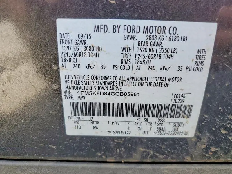 2016 FORD EXPLORER XLT  