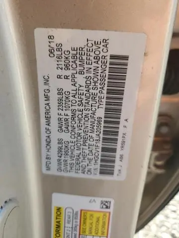 2018 HONDA ACCORD LX  