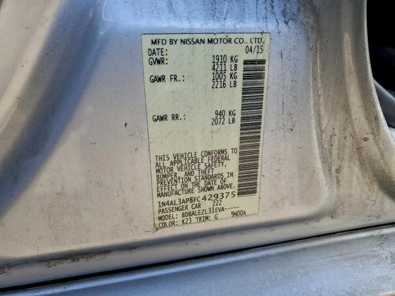 2015 NISSAN ALTIMA 2.5  