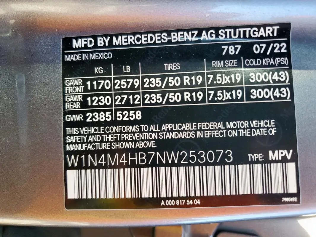 2022 MERCEDES-BENZ GLB 250 4MATIC  