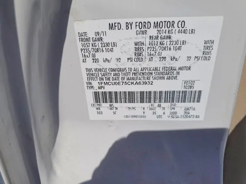 2012 FORD ESCAPE LIMITED  