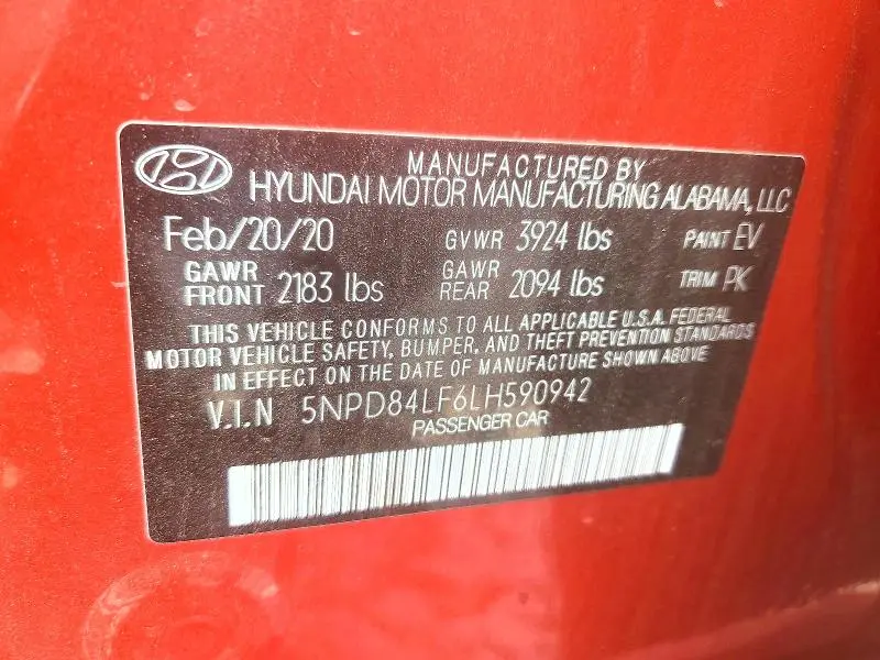 2020 HYUNDAI ELANTRA SEL  