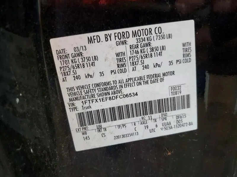 2013 FORD F150 SUPER CAB  