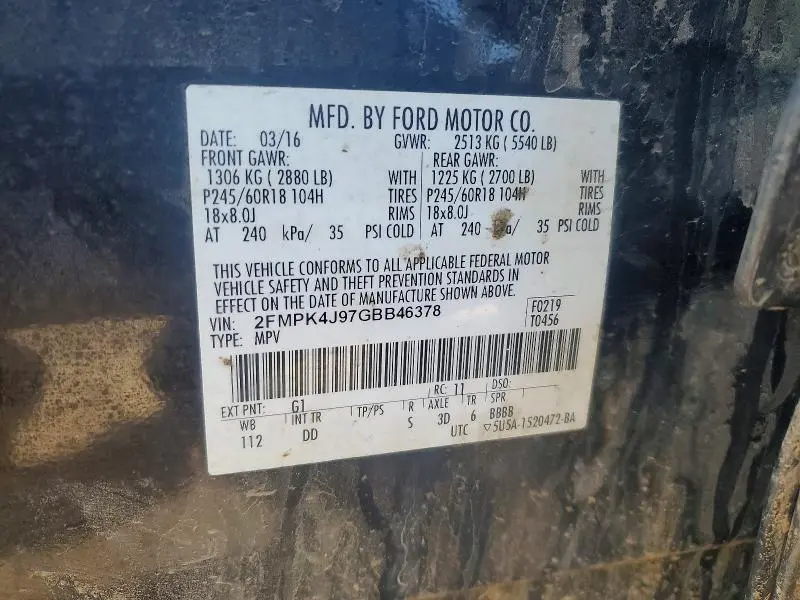 2016 FORD EDGE SEL  