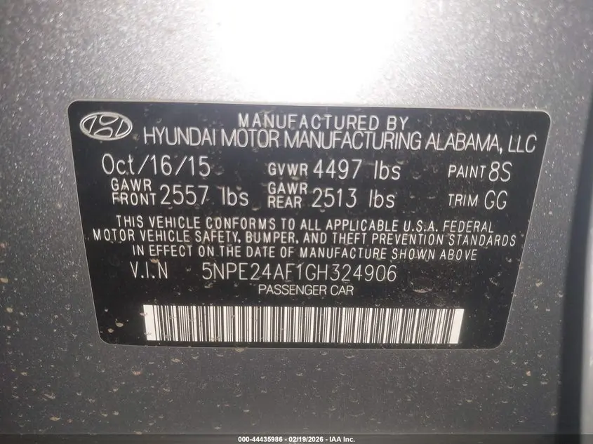 2016 HYUNDAI SONATA SE