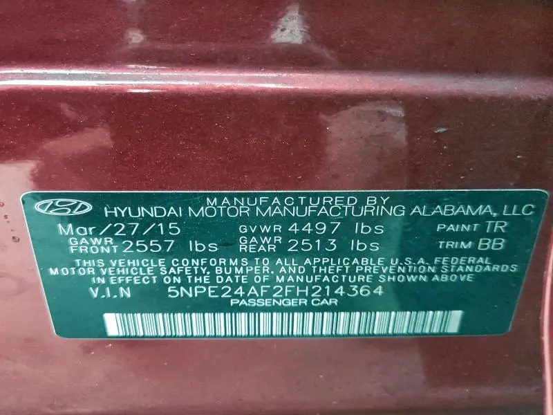 2015 HYUNDAI SONATA SE  