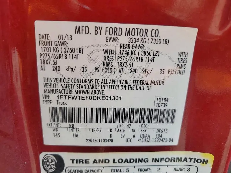 2013 FORD F150 SUPERCREW  