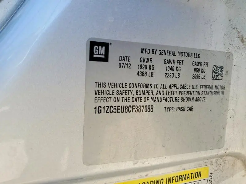 2012 CHEVROLET MALIBU 1LT  
