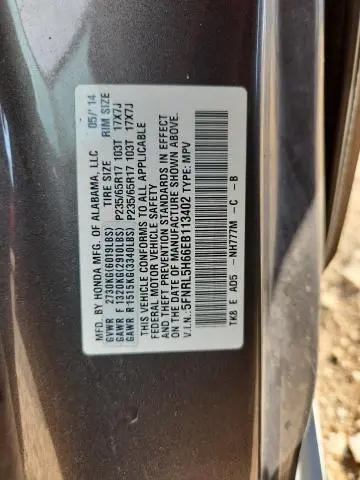 2014 HONDA ODYSSEY EXL  