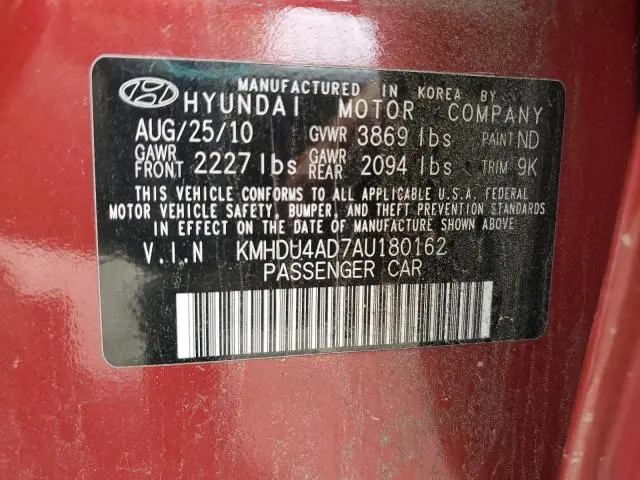 2010 HYUNDAI ELANTRA BLUE
