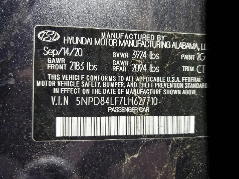 2020 HYUNDAI ELANTRA SEL  