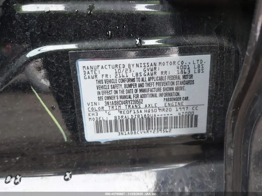 2024 NISSAN SENTRA SV XTRONIC CVT