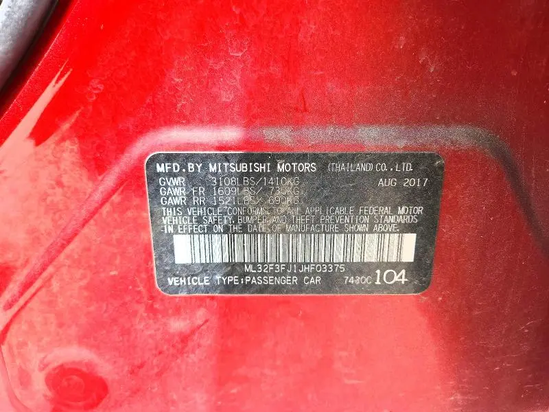 2018 MITSUBISHI MIRAGE   