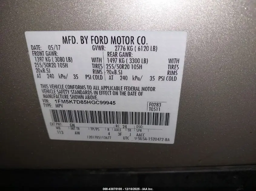 2017 FORD EXPLORER XLT