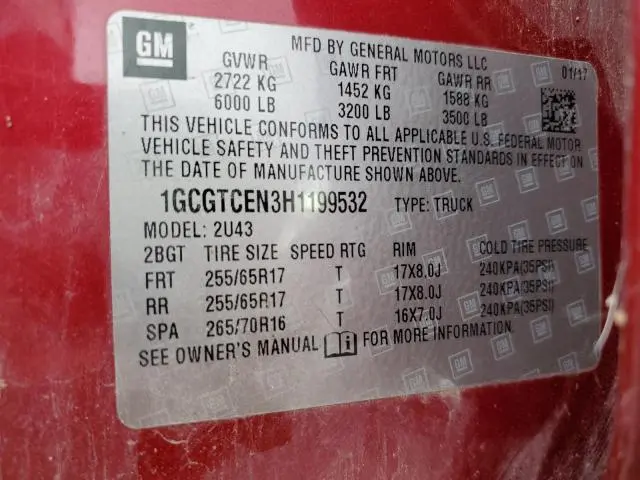 2017 CHEVROLET COLORADO LT  