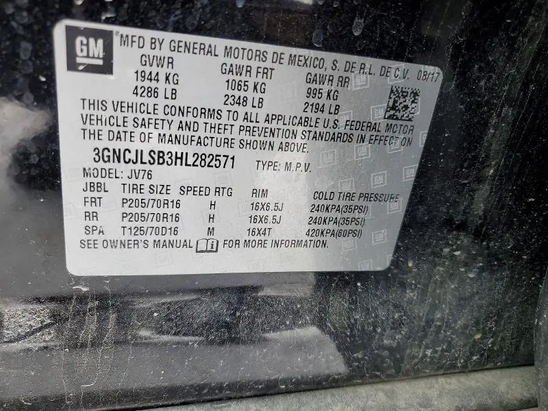 2017 CHEVROLET TRAX 1LT  