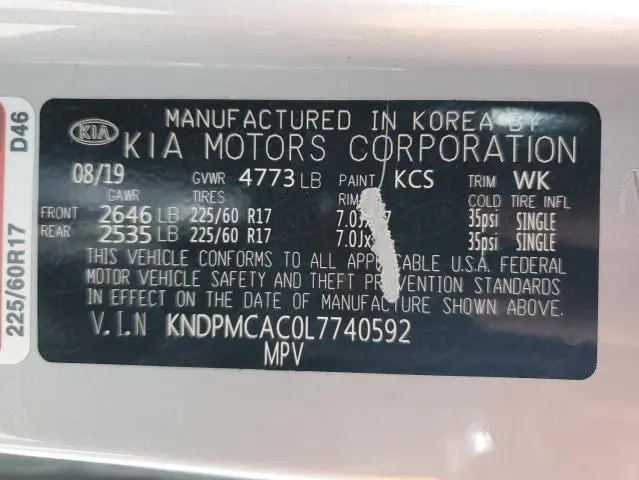 2020 KIA SPORTAGE LX  