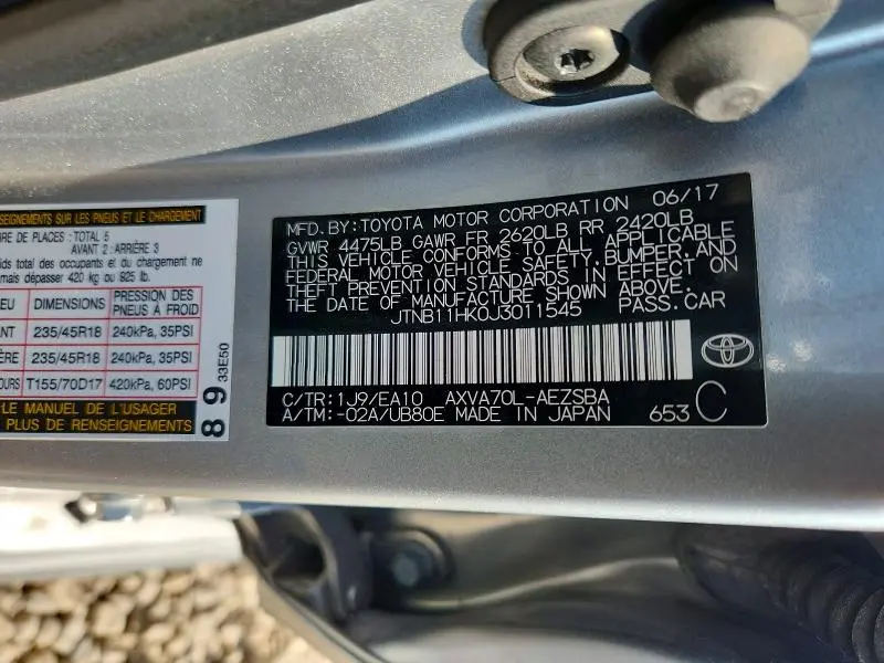 2018 TOYOTA CAMRY SE  
