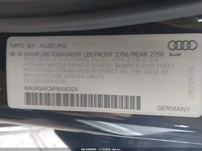 2015 AUDI A6 3.0T PREMIUM PLUS