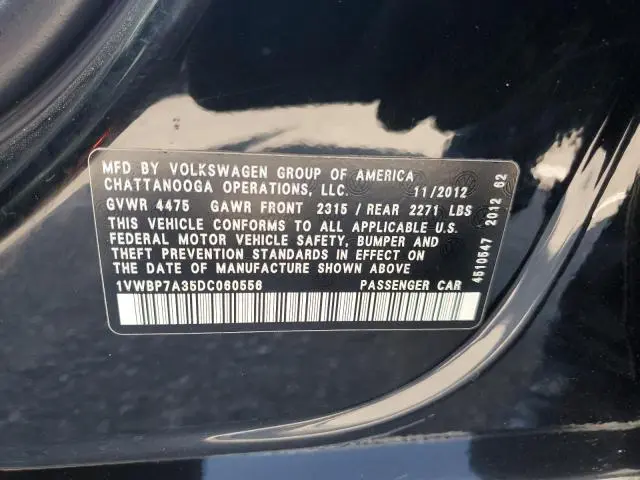 2013 VOLKSWAGEN PASSAT SE  