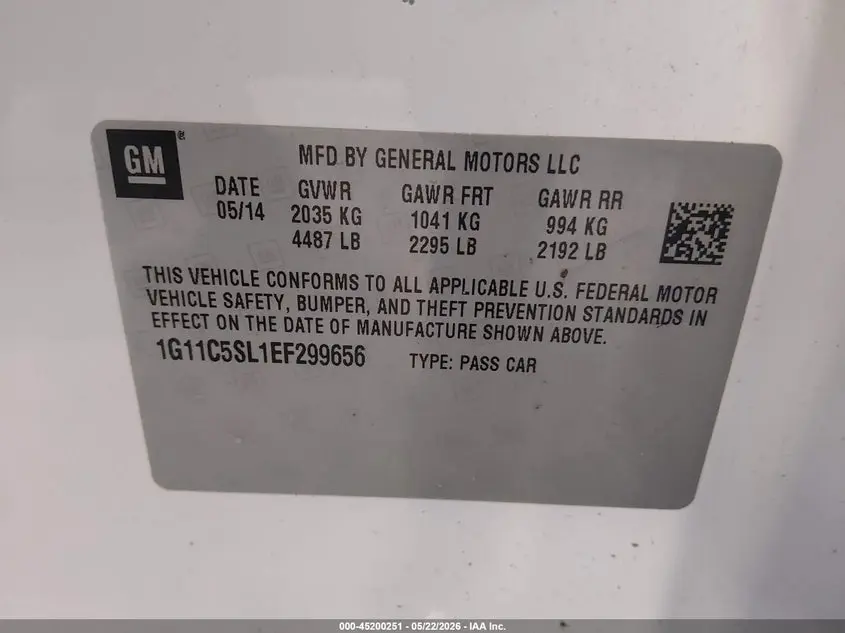 2014 CHEVROLET MALIBU 1LT