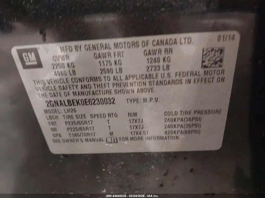 2014 CHEVROLET EQUINOX 1LT