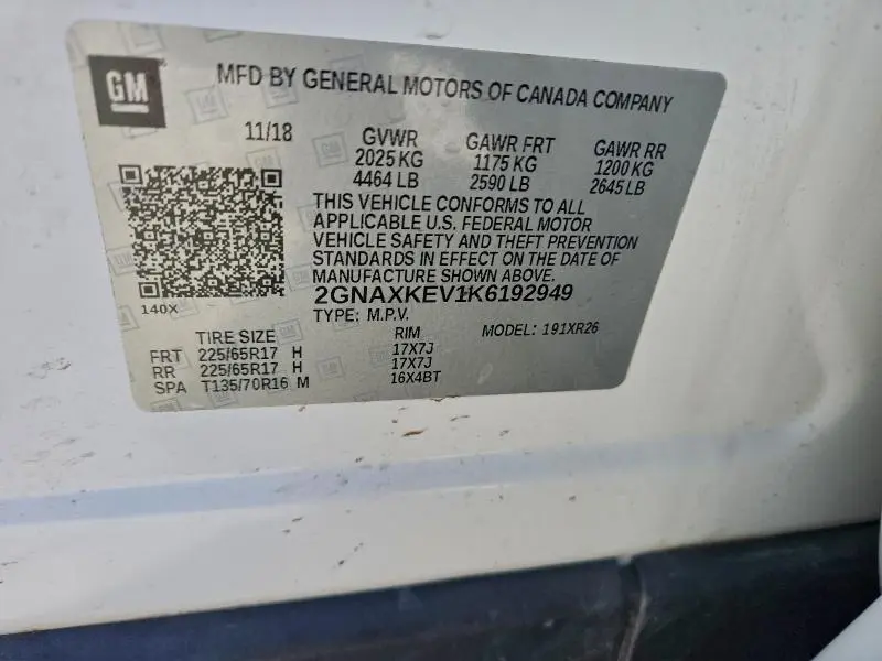 2019 CHEVROLET EQUINOX LT  