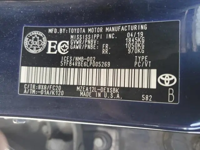 2020 TOYOTA COROLLA SE  