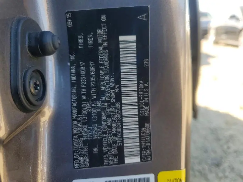 2015 TOYOTA SIENNA XLE 8-PASSENGER  