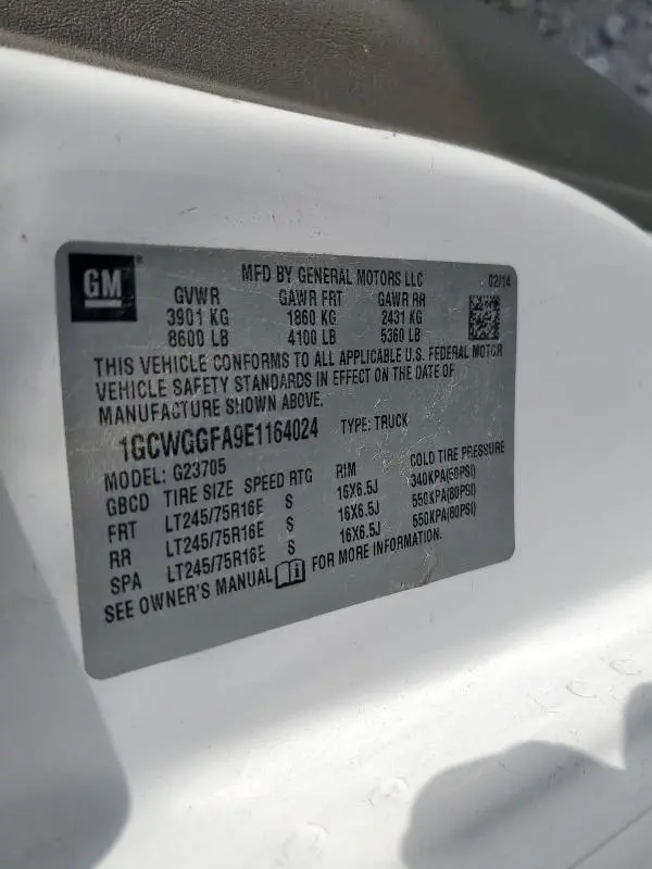 2014 CHEVROLET EXPRESS G2500   