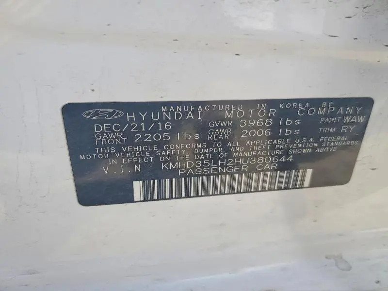 2017 HYUNDAI ELANTRA GT BASE  