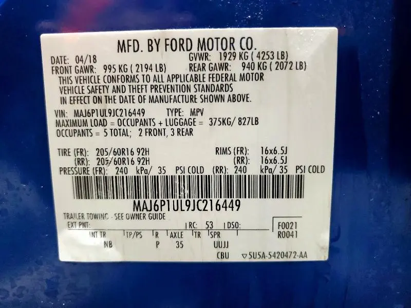 2018 FORD ECOSPORT SE  