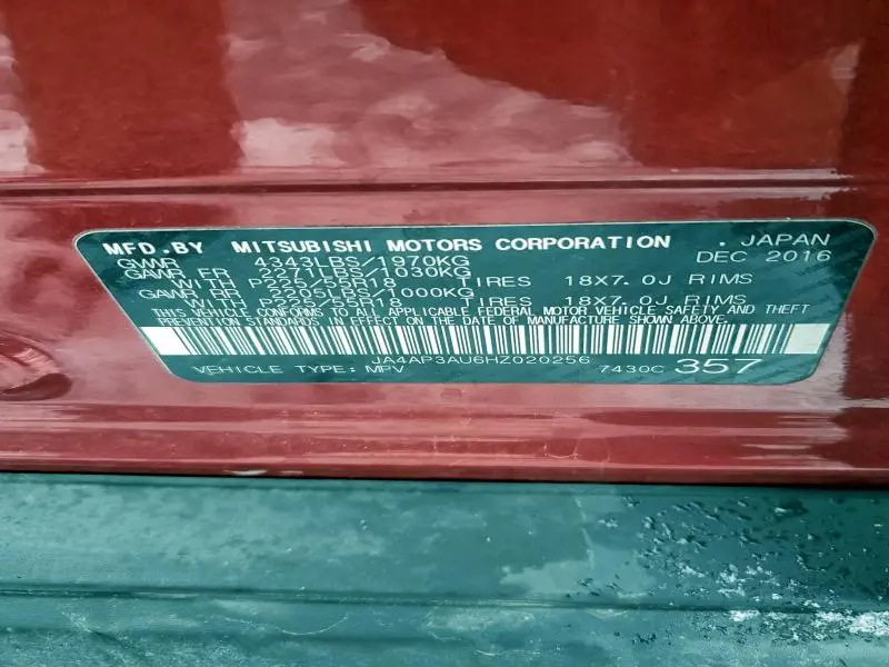 2017 MITSUBISHI OUTLANDER SPORT ES  