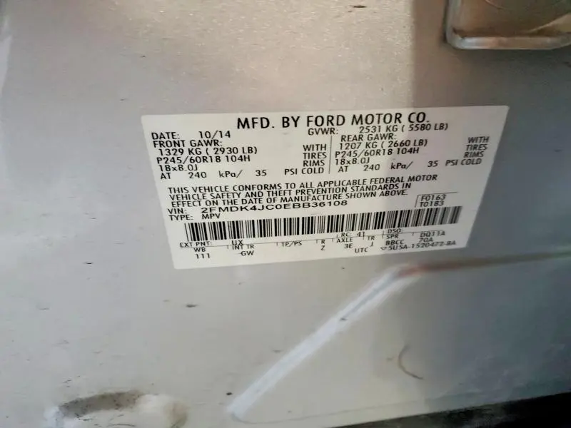 2014 FORD EDGE SEL  